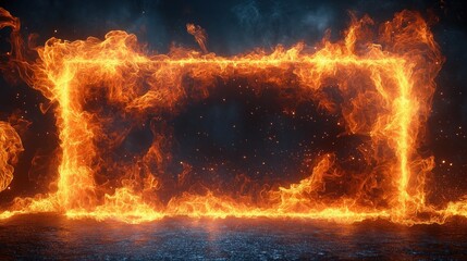 Wall Mural - A large, fiery box with a hole in the middle