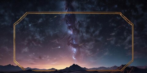 Canvas Print - night sky with constellations and a gold border, astronomy, space, starry night