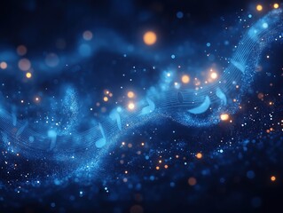 Wall Mural - A blue and orange swirl of light and dark blue