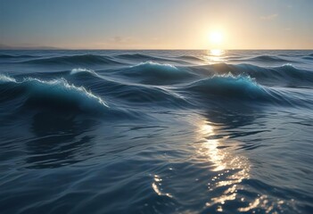 Wall Mural - softly glowing blue silk waves in a peaceful environment, peaceful, gentle, serene