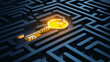 © Vic - Unlocking pathways within a complex maze featuring a golden key symbolizing solutions and discoveries