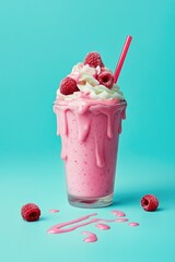 Wall Mural - Raspberry Milkshake with Whipped Cream