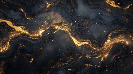 Wall Mural - Black and Gold Marble Surface