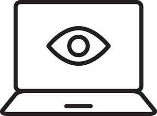 Canvas Print - Laptop and Eye Scan Icon Line Art
