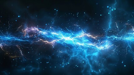 Wall Mural - This photo depicts a striking lightning abstract image of a black background illuminated by multiple lightning strikes