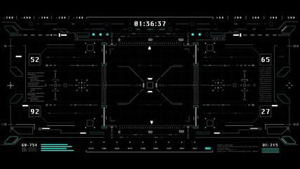Leinwandbilder - HUD futuristic high tech digital screen. Virtual reality display interface monitoring technology 4K motion.