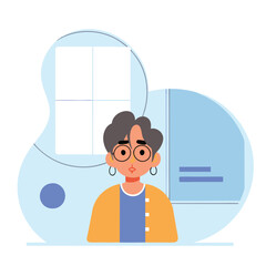 Wall Mural - Elderly woman in glasses. Vector illustration in a flat style