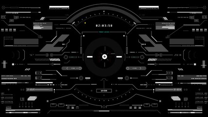 Leinwandbilder - HUD Futuristic Elements Scan Monitor User Control Interface Protection Screen Panel. Security Scifi Motion Hologram Concept With Hi Technology Future Frame.