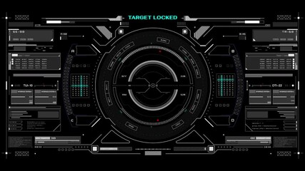 Leinwandbilder - HUD futuristic screen camera recording interface data  monitoring UI frame. Scifi display frame for game, drone 4K motion.
