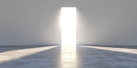 明るく輝く扉が幻想的な空間に広がる光景