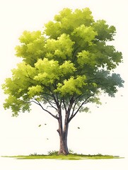 Wall Mural - A Lush Green Deciduous Tree Stands Tall Against A White Sky