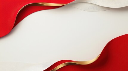 Wall Mural - a red and white ribbon with gold trim