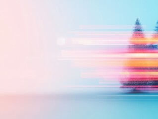 Aufkleber - Vibrant Digital Christmas Tree with Glitch Art Effects Against Pastel Background