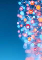Poster - Festive Digital Connectivity Celebrating Online Communities with Holiday Icons