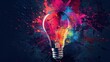 © Agri - Lightbulb Surrounded by Abstract Colorful Splatter Paint