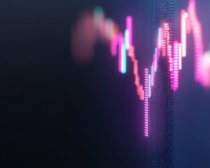 Poster - Vibrant Neon Currency Graphs Market Trends and Economic Dynamics