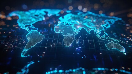 world map on a technological background. best internet concept of global business.