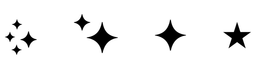 sparkle star icon set. simple star burst symbol. transparent png and vector illustration