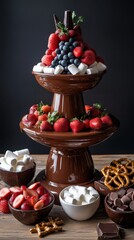 Wall Mural - Stunning Chocolate Fountain Dessert Display