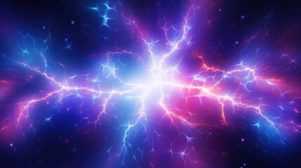 Wall Mural - Abstract Cosmic Energy Clashing Blue And Pink Lightning
