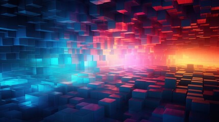 Wall Mural - Abstract Cube Formation Illuminated With Vivid Colors