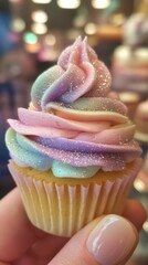 Wall Mural - Rainbow Glitter Cupcake - A Sweet Treat