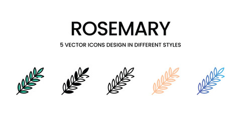 Sticker - Rosemary icons in different style vector stock illustration