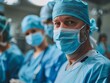 © Oksana - A group of surgeons in blue scrubs and masks in an operating room. Concept of medical professionals in action. For healthcare industry publications.