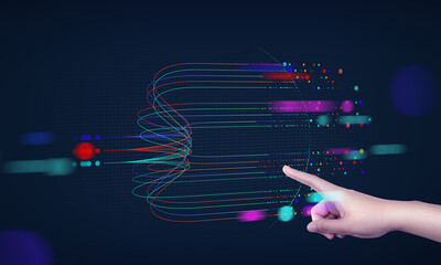 Wall Mural - title a hand showing ai tech with generative ai concept, artificial intelligence cyber security, dig