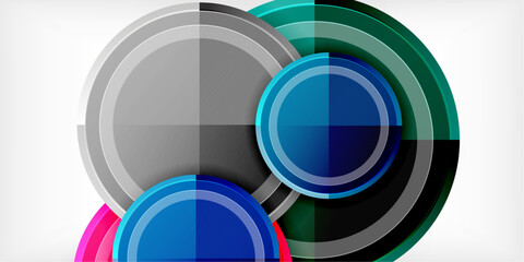 Fototapete - Minimal geometric abstract background. Circle triangle design