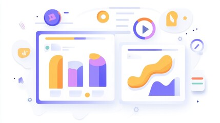 Aufkleber - Colorful Data Visualization with Graphs and Charts for Analytics