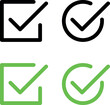 © Петро Корженівський - check mark icon set. check box icon with correct, accept checkmark icons green tick box, check list circle frame - checkbox symbol sign. checkbox square frame