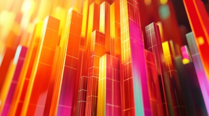Aufkleber - Vibrant Abstract Light Patterns with Tall Colorful Shapes