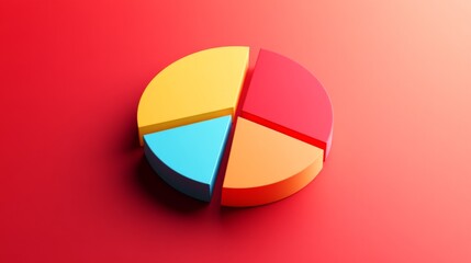 Poster - Colorful Pie Chart Displaying Four Segments on Gradient Background