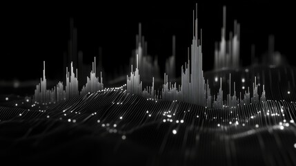 Aufkleber - Abstract Visualization of Data Waves in Black and White Tone