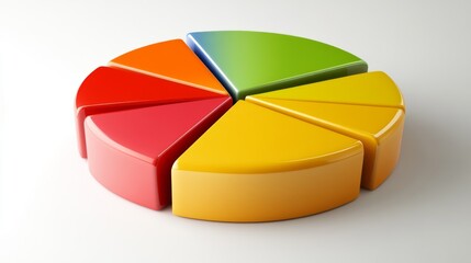 Poster - Brightly Colored Pie Chart Segments on a White Background