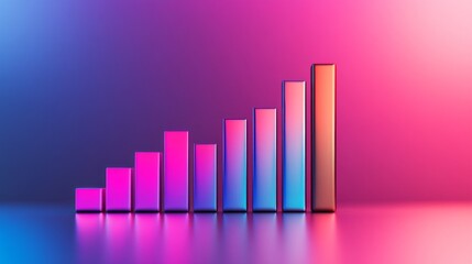 Leinwandbilder - Colorful Graph Showing Growth Trend in Digital Business Analytics