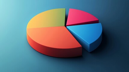 Poster - Colorful 3D Pie Chart with Segments Representing Data Visualization