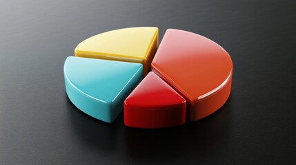 Poster - Colorful Pie Chart Segments on Black Surface for Data Visualization