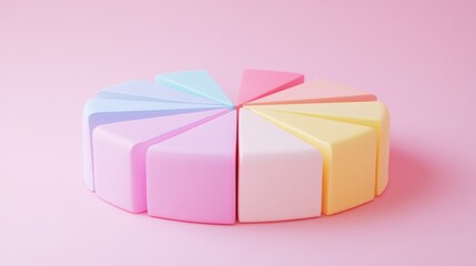 Poster - Colorful geometric shapes arranged on a pastel pink background