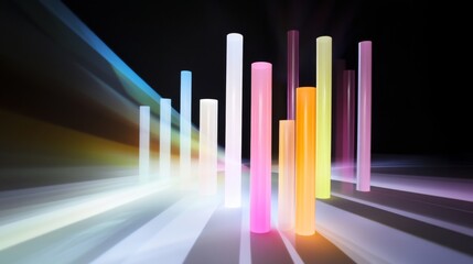 Fototapete - Colorful Light Tubes on Dark Background with Dynamic Light Effects