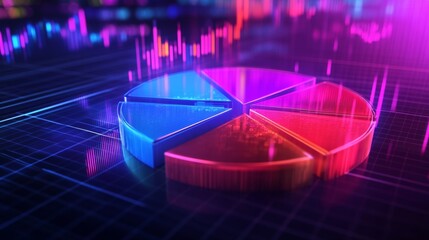 Poster - Vibrant 3D Pie Chart Displaying Data Analysis in Digital Environment