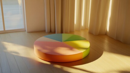 Poster - Colorful Circular Cushion in Bright Modern Interior Setting
