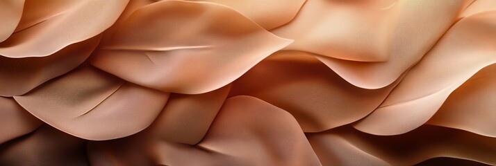 Wall Mural - A minimalistic background featuring soft, flowing plant-inspired shapes in warm peach and beige tones