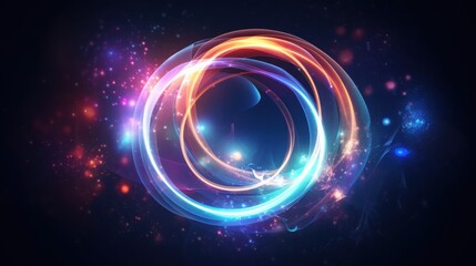 Wall Mural - Abstract glowing rings cosmic energy swirling light