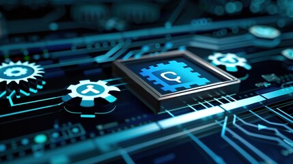 Wall Mural - close-up of computer screen showing software update notification with progress bar, blurred code and