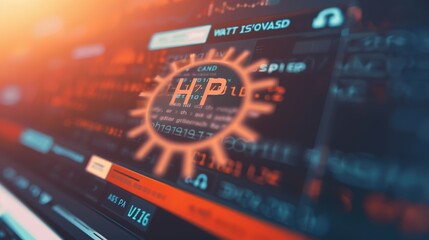 Wall Mural - close-up of computer screen showing software update notification with progress bar, blurred code and