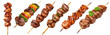 © AuroraCrafts - PNG grilled meat skewers set with beef, chicken, vegetables, and barbecue kebabs.