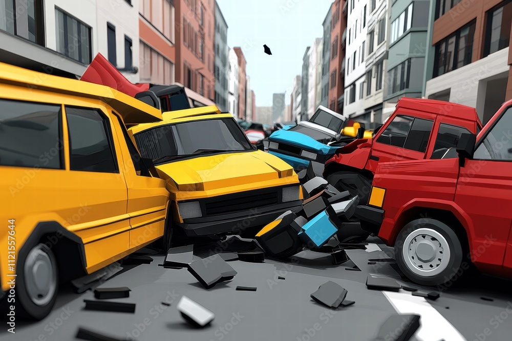 Car collision incident in urban environment animated graphics dynamic ...