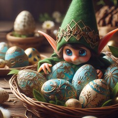 Elf Easter Elves craft intricate eggs and hide them in the encha